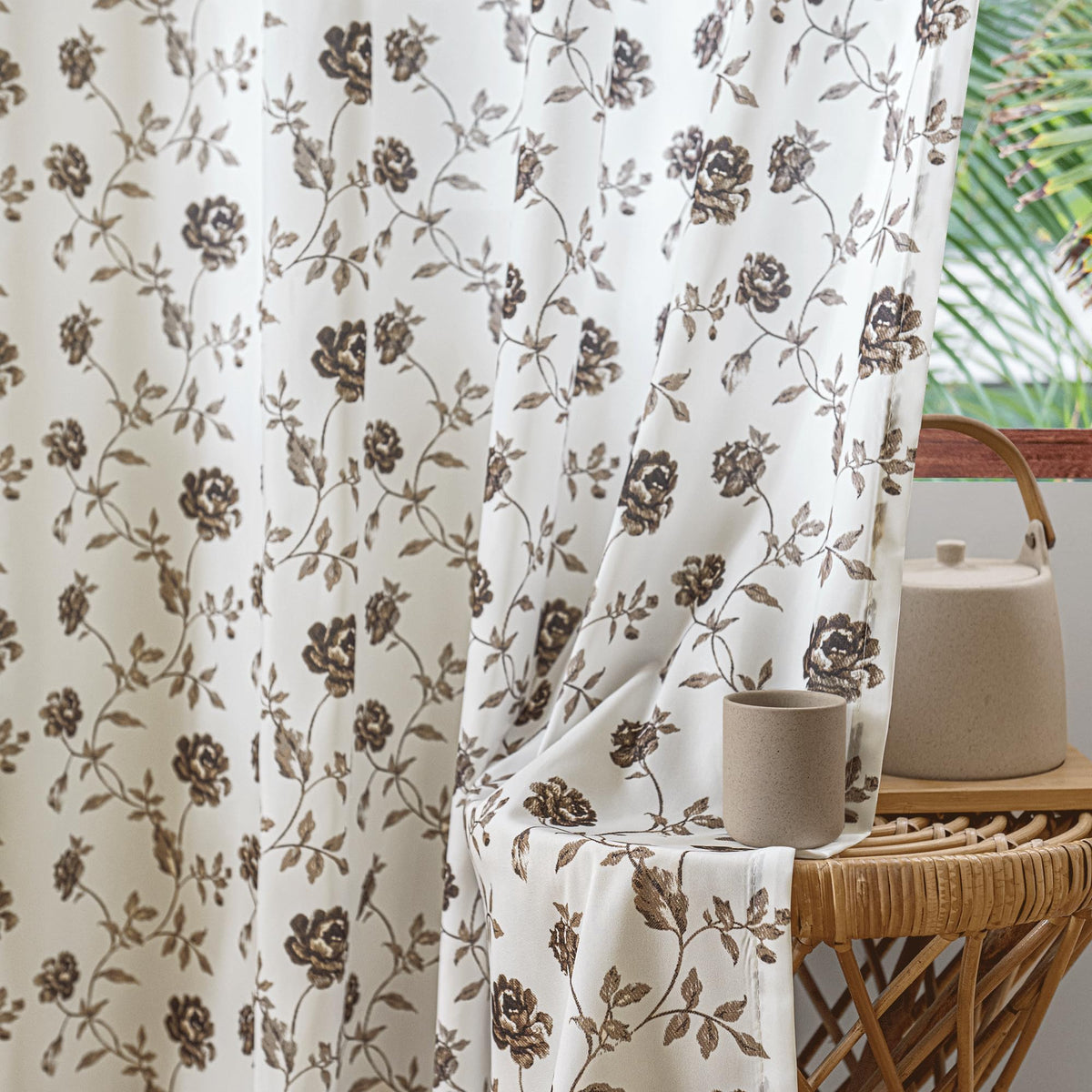 Beauoop Floral 100% Blackout Curtains for Bedroom Red Brown 52x84 2 Panels