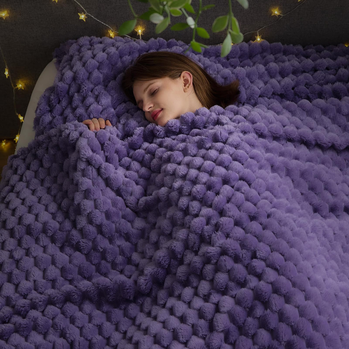 NEWCOSPLAY Fleece Ribbed Cozy Throw Blanket for Couch, Pink, 50"x60"