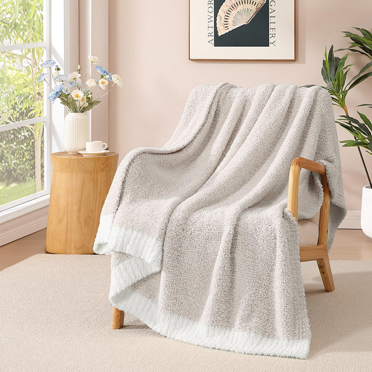 WRENSONGE Soft Checkered Throw Blanket for Couch-Cozy Warm Knitted Blankets
