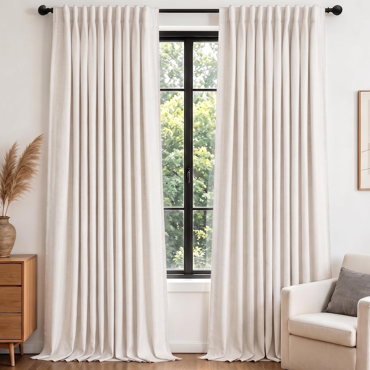 MYSKY HOME Linen Blackout Curtains for Bedroom and Living Room