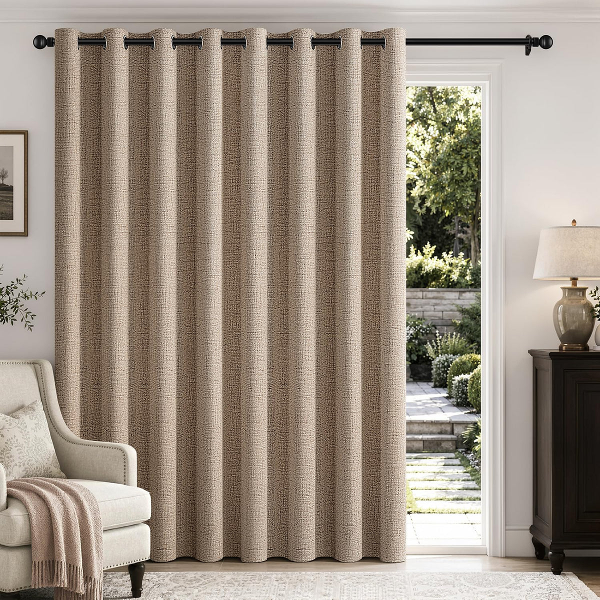 MIULEE 100% Blackout Linen Curtains for Bedroom 52x84 Inches Dusty Blue