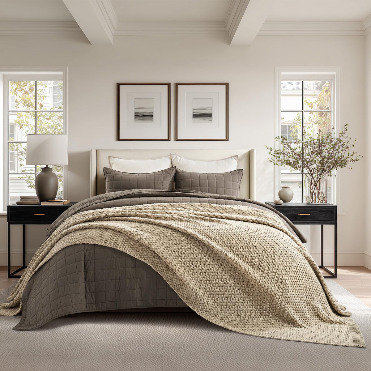 EVERGRACEHOME Chunky Chenille Knit Throw Blanket, 50 x 60, Olive Green