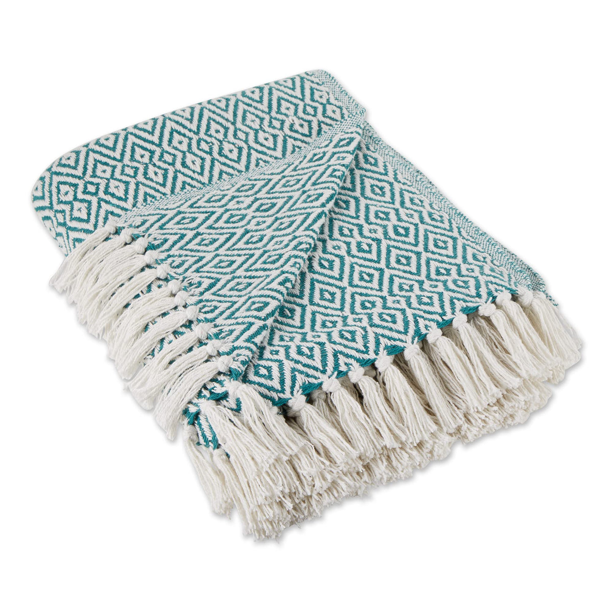 DII Rustic Farmhouse Double Diamond Woven Throw, 50x60, Stone