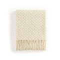 CREVENT Farmhouse Boho Knitted Throw Blanket for Couch Sofa Chair Bed Home Decoration, Soft Warm Cozy Light Weight for Spring Summer Fall (50''X60'' Sage Green)