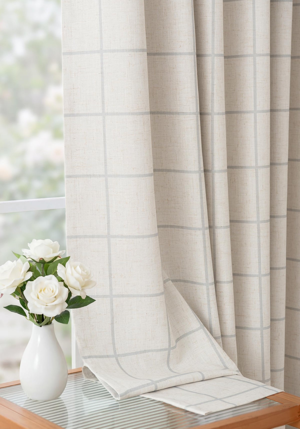 THREE GIRLS Plaid Pinch Pleated Curtains - Modern Luxury Linen Buffalo Blackout Drapes, Thermal Insulated Double Layer Window Panels for Living Room Bedroom, 120 Inches Long Brown 2 Panels Set