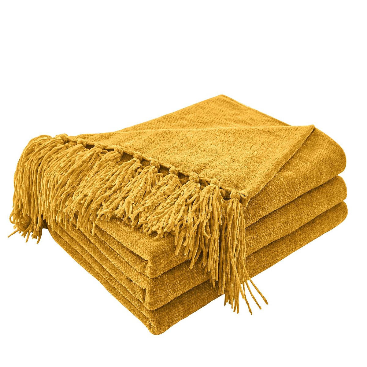 CozeCube Chenille Throw Blanket, Rust Orange Fringe Blanket, 50"X60"