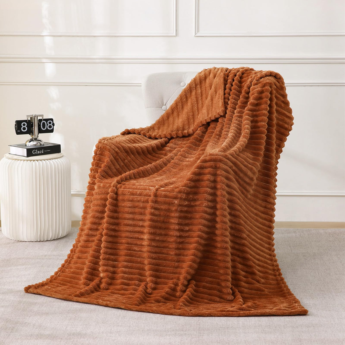 Sage Green Fleece Throw Blanket 50”×60” for Couch Sofa Livingroom