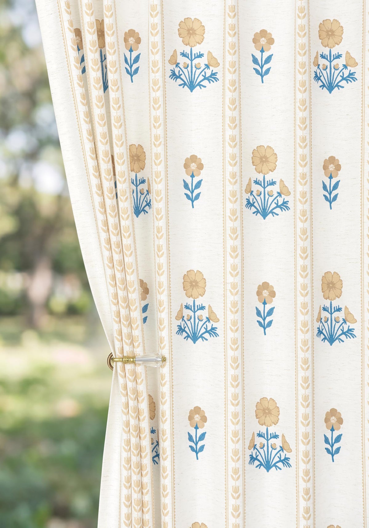 Pinch Pleated Curtains for Living Room Bedroom Dining Room - 84 Inches Light Filtering Floral Curtains Luxury Linen Drapes Farmhouse Window Curtains with Hooks - 2 Panels Set, 40" W x 84" L