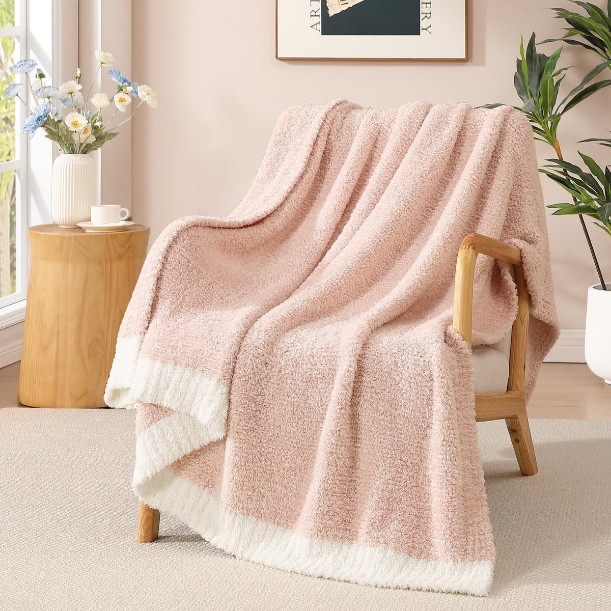 WRENSONGE Soft Checkered Throw Blanket for Couch-Cozy Warm Knitted Blankets