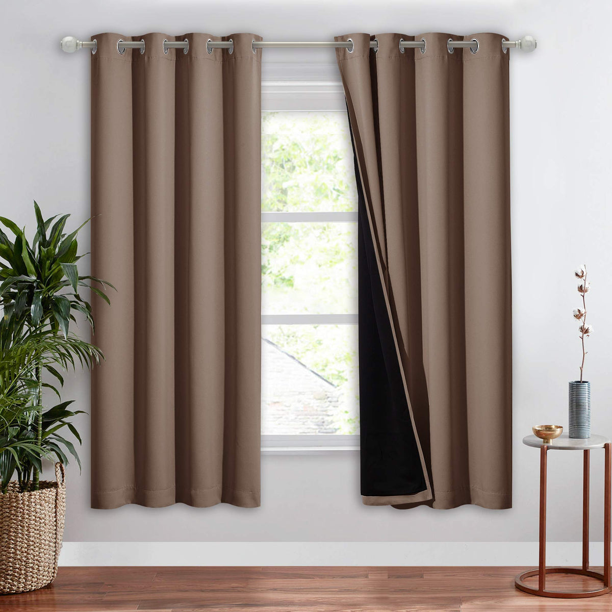 NICETOWN 100% Blackout Curtain 54 inches Long, Double-Deck Completely Blackout Window Treatment Thermal Insulated Lined Drape for Small Window (White, 1 PC, 52 inches Width Each Panel)