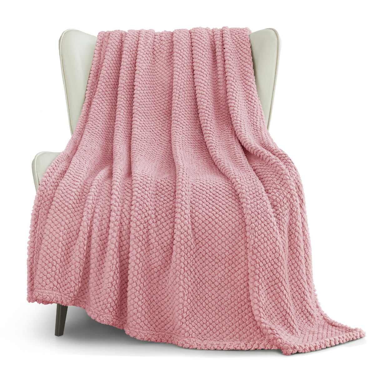 Whale Flotilla Extra Large Fuzzy Fleece Throw Blanket for Couch, 50x70 Inch Fluffy Warm Soft Jacquard Blankets for All Season, Lightweight and Cozy, Ivory