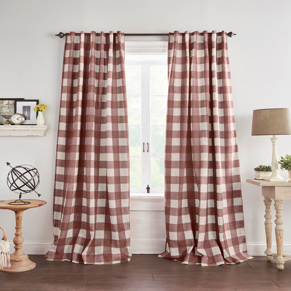 Grainger Buffalo Check Blackout Window Curtain, Linen - 52" W x 84" L