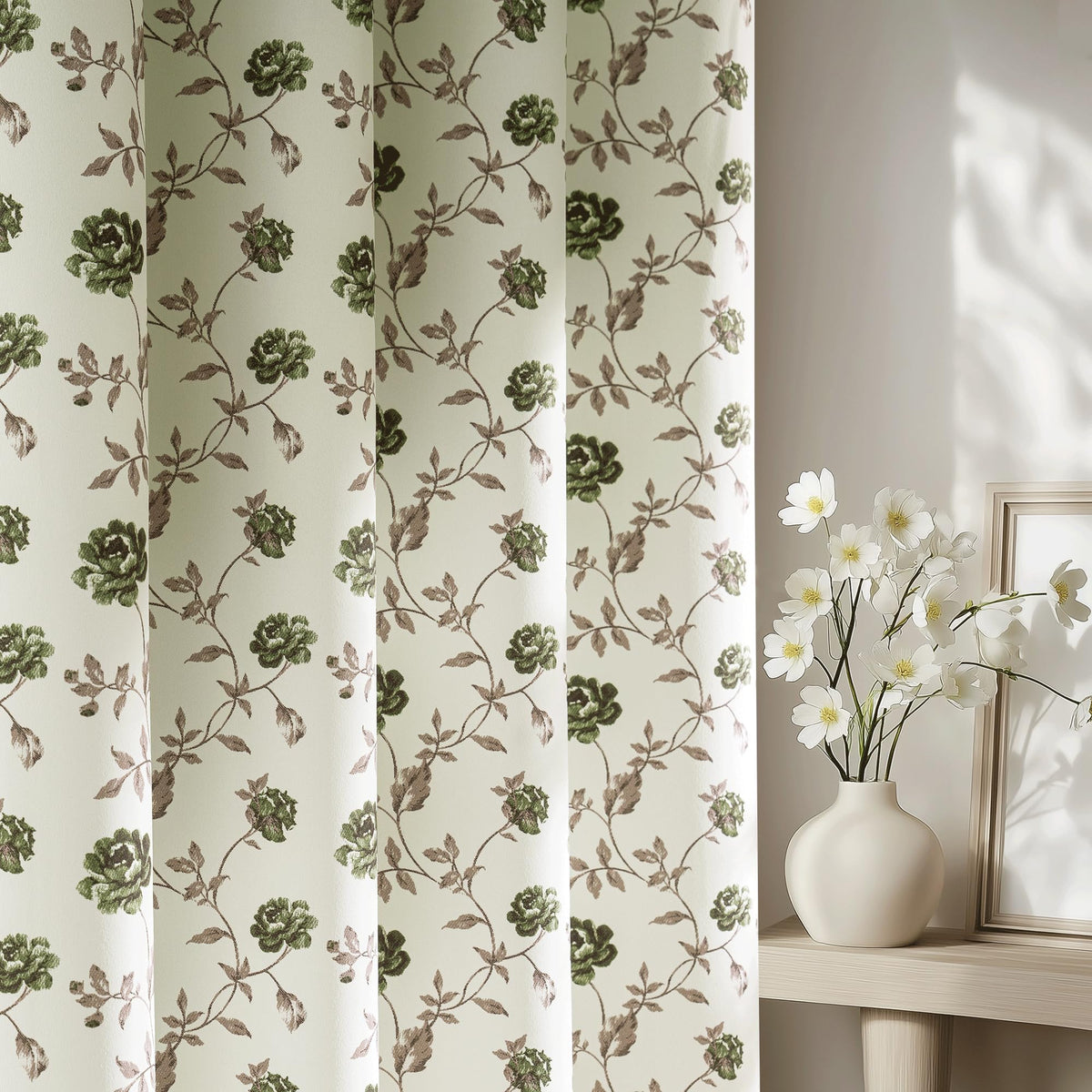 Beauoop Floral 100% Blackout Curtains for Bedroom Red Brown 52x84 2 Panels