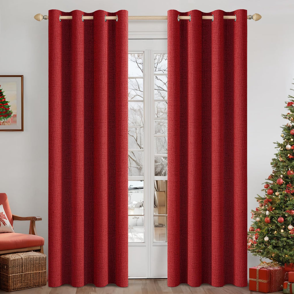 MIULEE 100% Blackout Linen Curtains for Bedroom 52x84 Inches Natural Beige