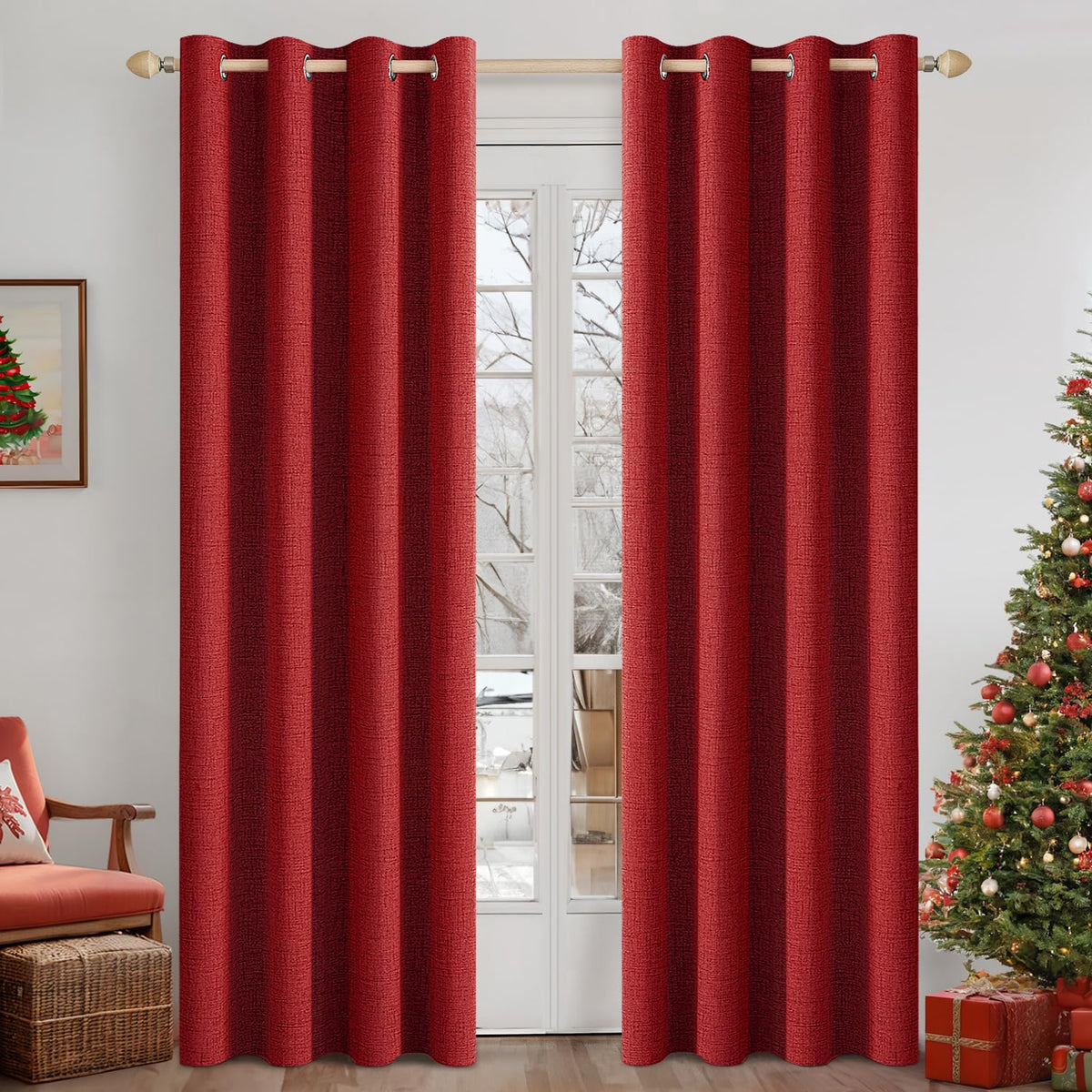 MIULEE 100% Blackout Linen Curtains for Bedroom 52x84 Inches Natural Beige