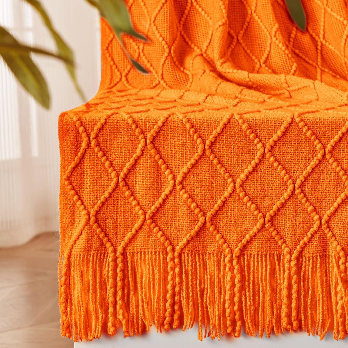 inhand Off White Knitted Throw Blanket for Couch and Bed, 50"x60"