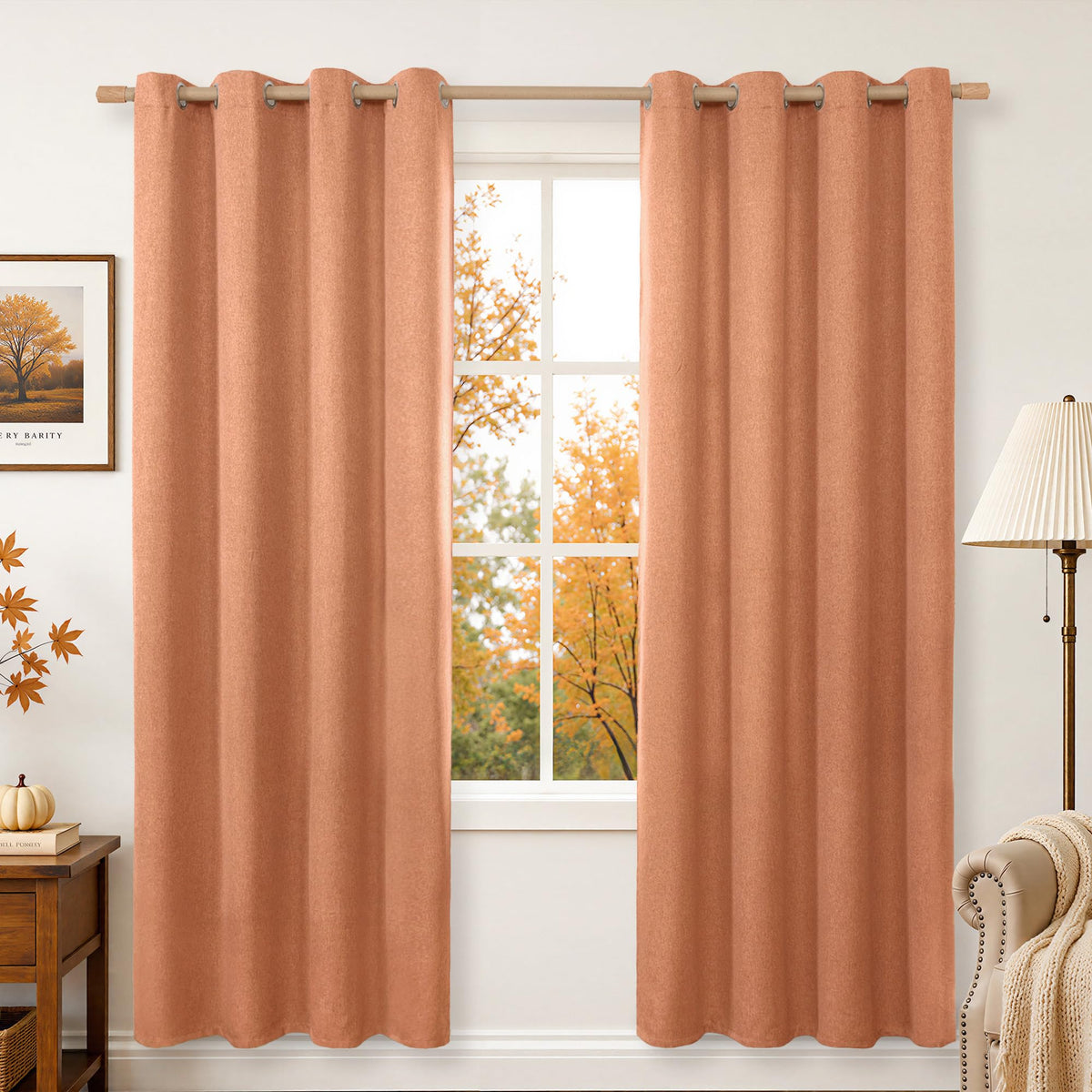 BGment Oatmeal Linen Curtains for Living Room 95 Inch Length 2 Panels Set, Privacy Drapes Light Filtering with Grommet for Farmhouse Bedroom No See Through, Each 52 Inch Wide