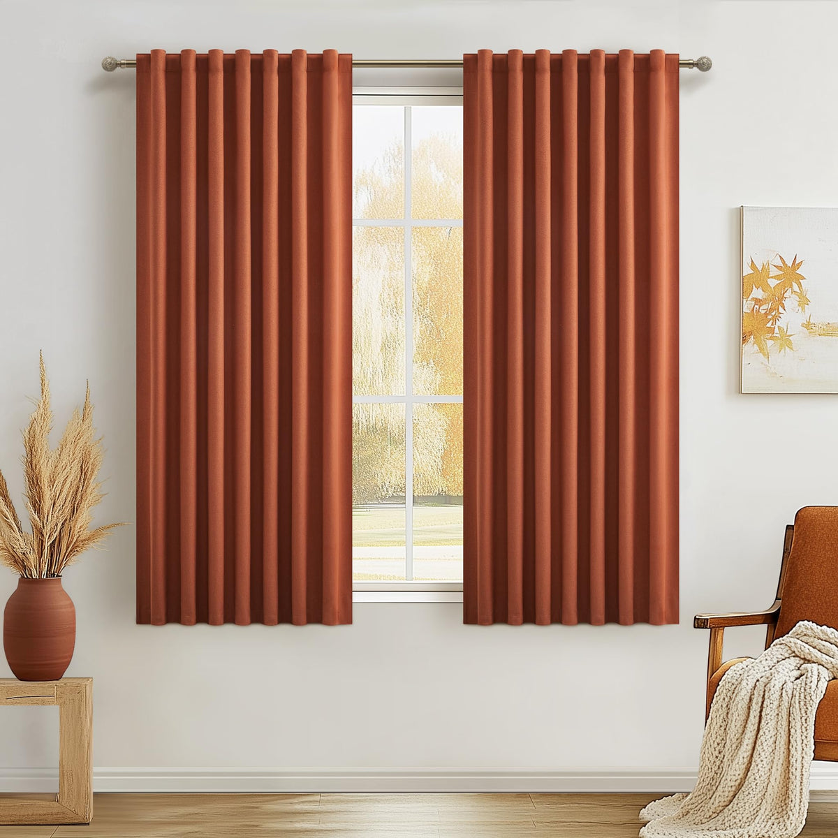 100% Blackout Curtains 84 Inch Length 2 Panels Set Farmhouse Style for Bedroom Windows/Living Room Thermal Insulated Neutral Boho Drapes Linen Blend Natural Ivory 7ft Long Hook Belt Pleated/Back Tab
