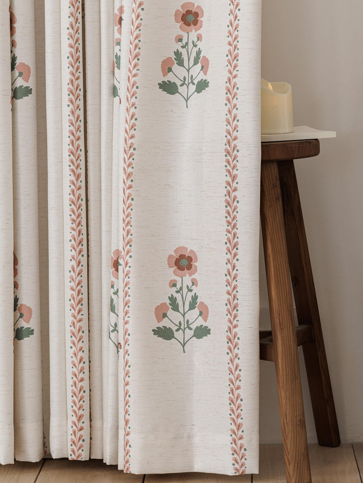 Pinch Pleated Curtains for Living Room Bedroom Dining Room - 84 Inches Light Filtering Floral Curtains Luxury Linen Drapes Farmhouse Window Curtains with Hooks - 2 Panels Set, 40" W x 84" L