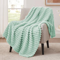 EXQ Home Stripe Jacquard Throw Blanket Light Purple for Couch Gentle Soft