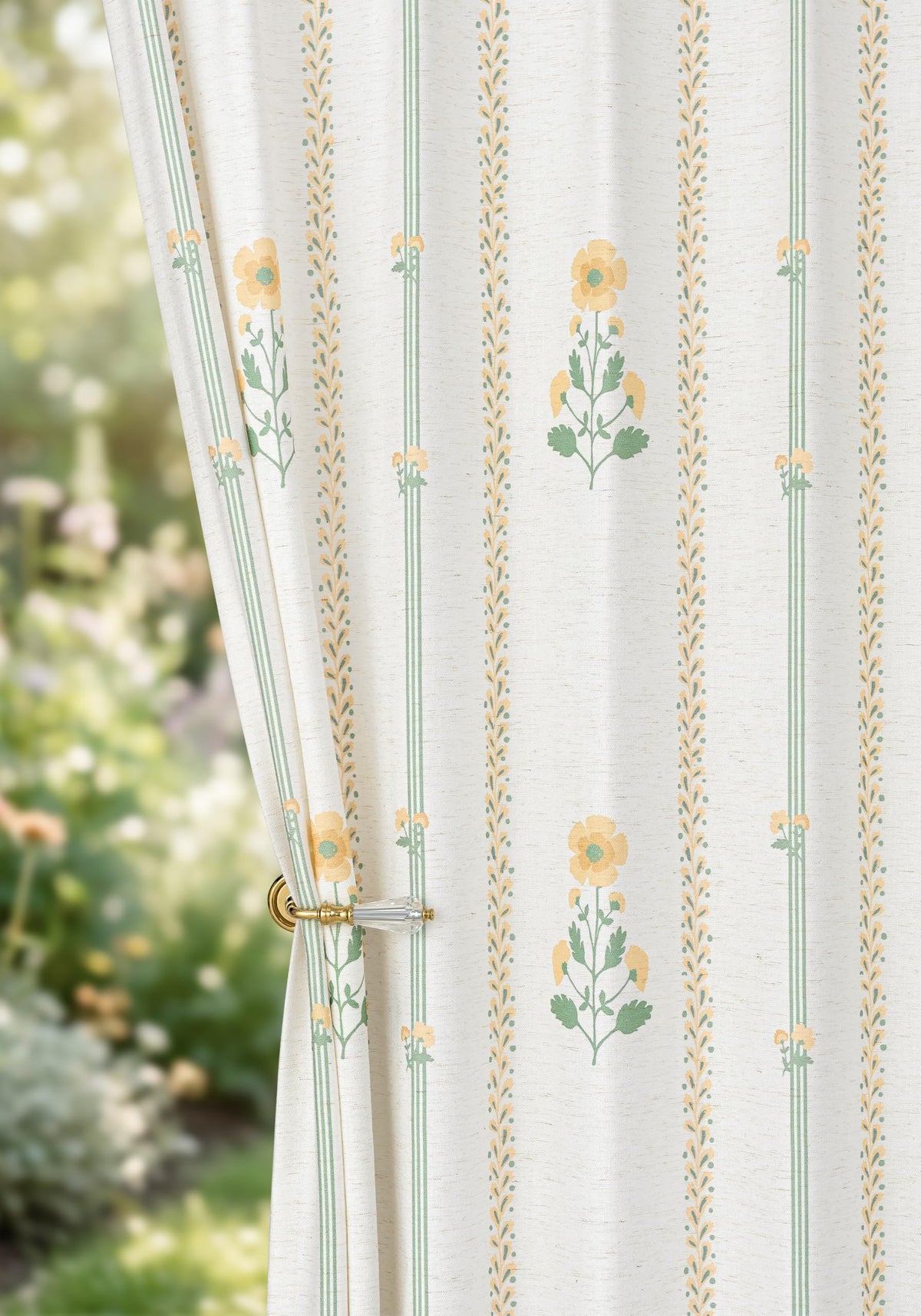 Pinch Pleated Curtains for Living Room Bedroom Dining Room - 84 Inches Light Filtering Floral Curtains Luxury Linen Drapes Farmhouse Window Curtains with Hooks - 2 Panels Set, 40" W x 84" L