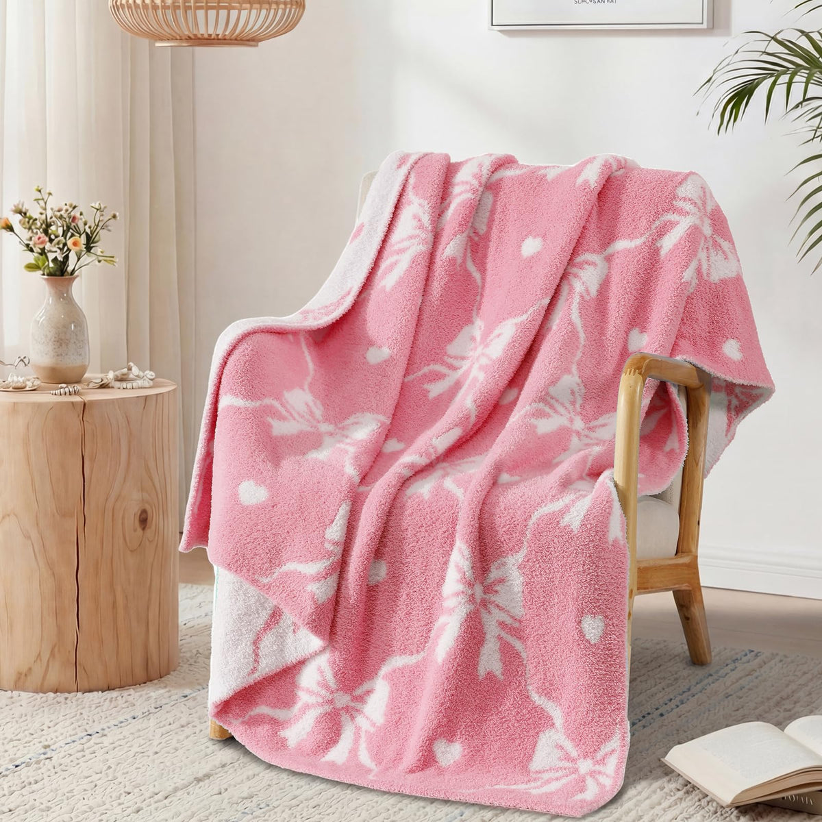 WRENSONGE Soft Checkered Throw Blanket for Couch-Cozy Warm Knitted Blankets