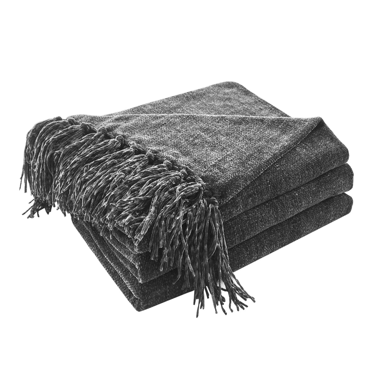 CozeCube Chenille Throw Blanket, Rust Orange Fringe Blanket, 50"X60"