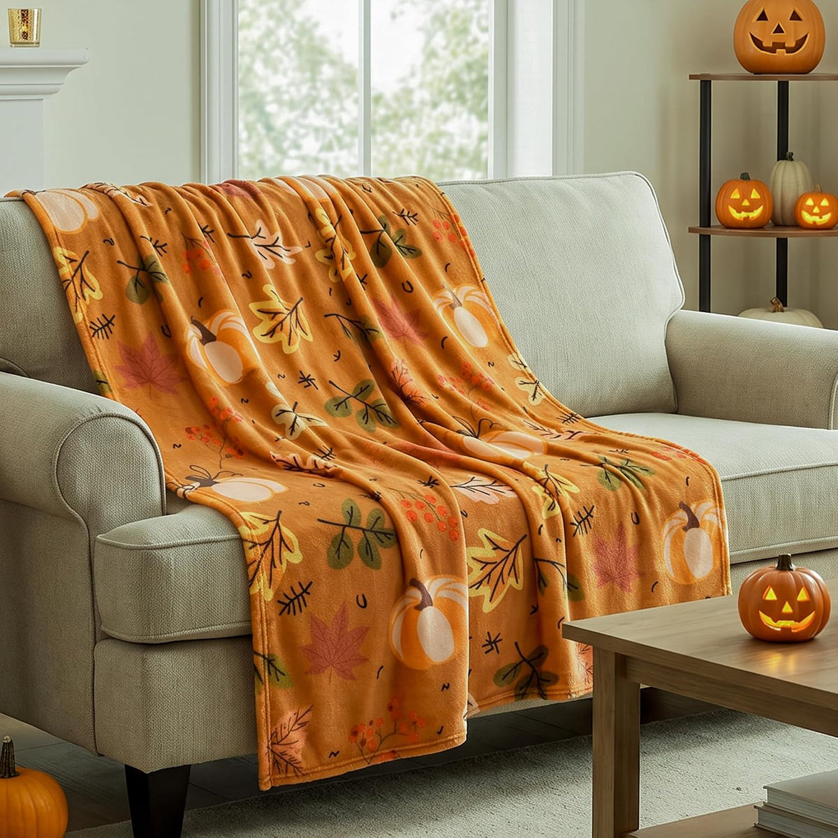 Autumn Harvest Flannel Throw Blanket, W50 x L70in