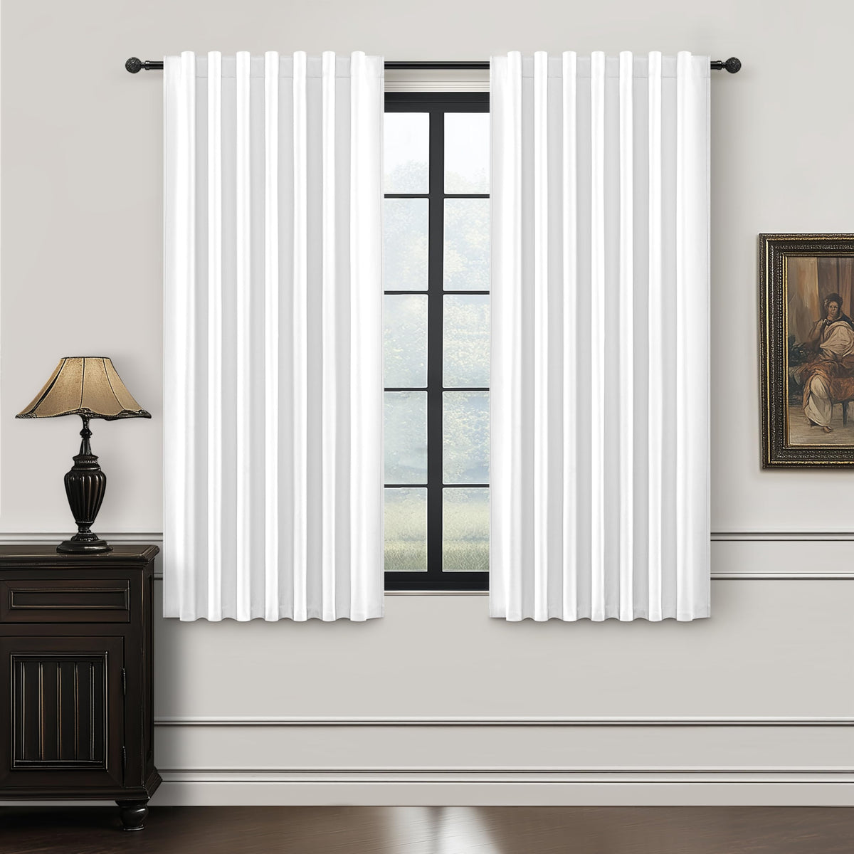 100% Blackout Curtains 84 Inch Length 2 Panels Set Farmhouse Style for Bedroom Windows/Living Room Thermal Insulated Neutral Boho Drapes Linen Blend Natural Ivory 7ft Long Hook Belt Pleated/Back Tab