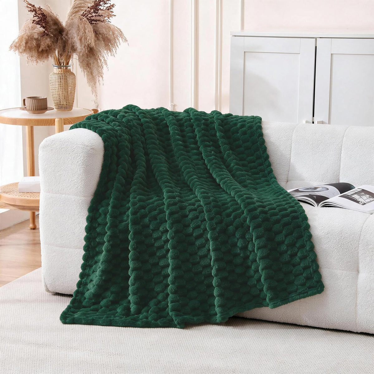 Light Blue Fleece Throw Blanket 50"×60" for Couch Sofa Bed