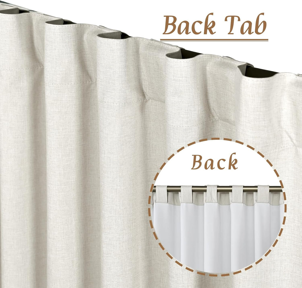 LAMIT 100% Blackout Short Linen Curtains for Cafe 40 Inch Length, Ivory