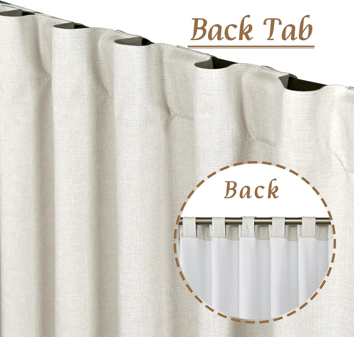 LAMIT 100% Blackout Short Linen Curtains for Cafe 40 Inch Length, Ivory