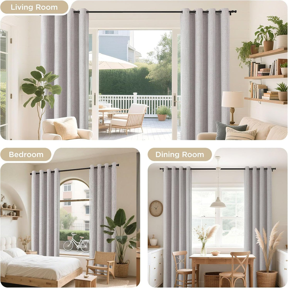 Joydeco Blackout Curtains 84 Inch Long, Linen Black Out Curtains for Bedroom 2 Panels with Grommet, Thermal Insulated, Noise Reducing Room Darkening Drapes Privacy Protection for Living Room Window