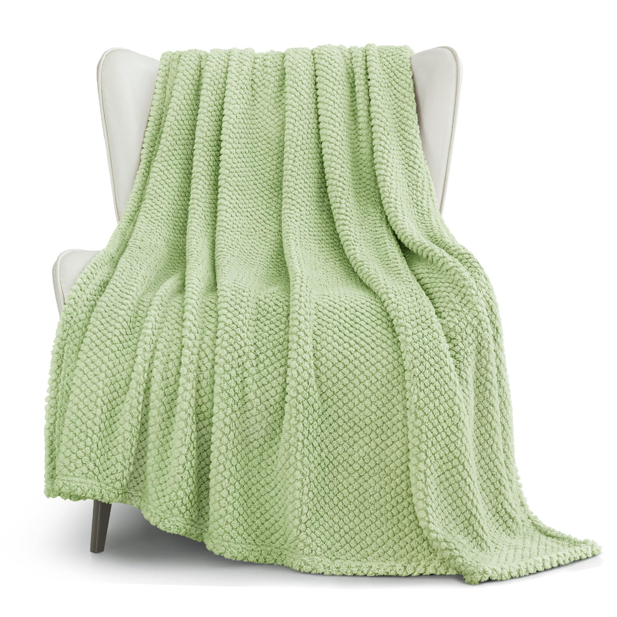 Whale Flotilla Extra Large Fuzzy Fleece Throw Blanket for Couch, 50x70 Inch Fluffy Warm Soft Jacquard Blankets for All Season, Lightweight and Cozy, Ivory