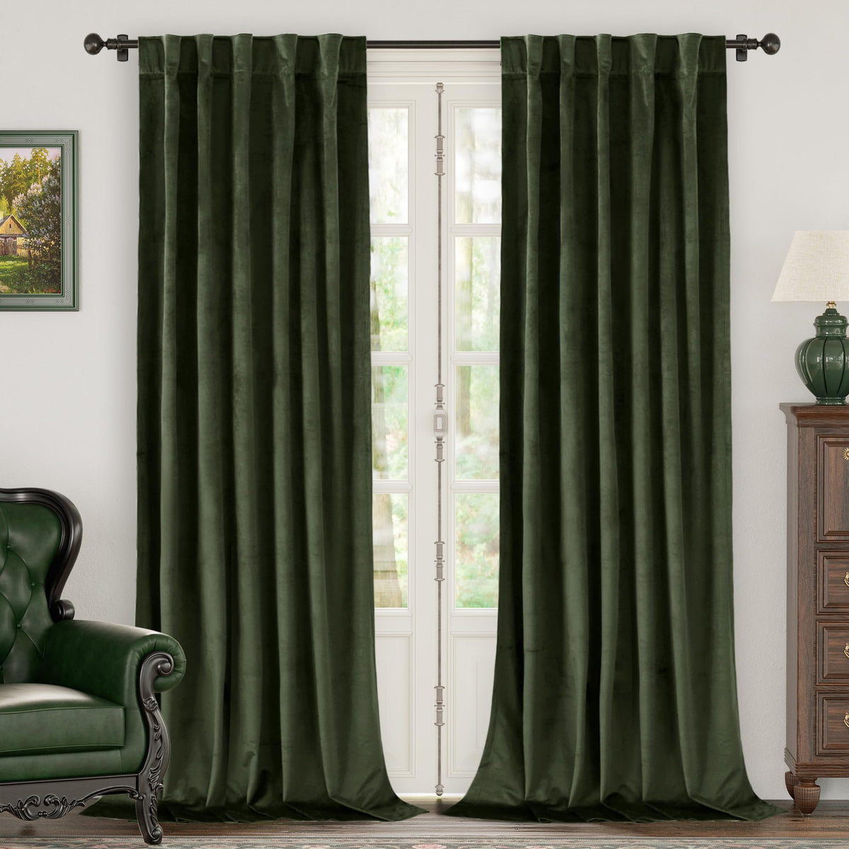 BGment Christmas Red Velvet Curtains 96 Inches for Living Room, Thermal Room Darkening Curtains Sound Reduce Drapes with Back Tab and Rod Pocket for French Door, 2 Panels, 52 x 96 Inch
