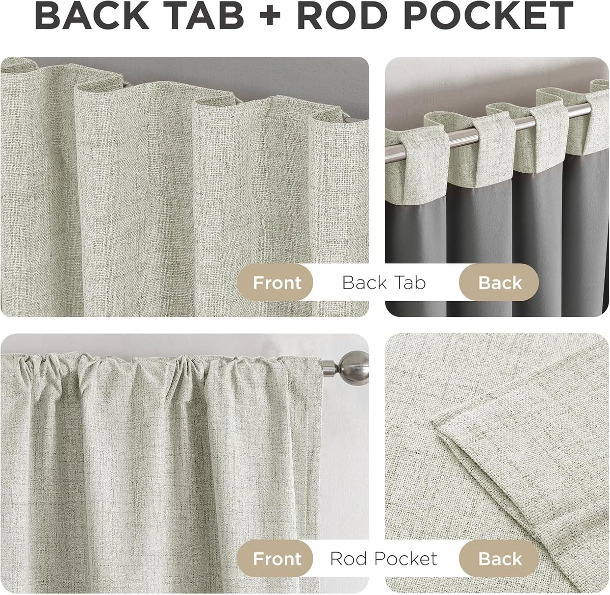 Joydeco Blackout Curtains for Bedroom - 84 Inch Long 100% Light Blocking 2 Panels Light Beige Drapes, Thermal Insulated Room Darkening Curtains, Linen Textured for Living Room, Rod Pocket & Back Tabs