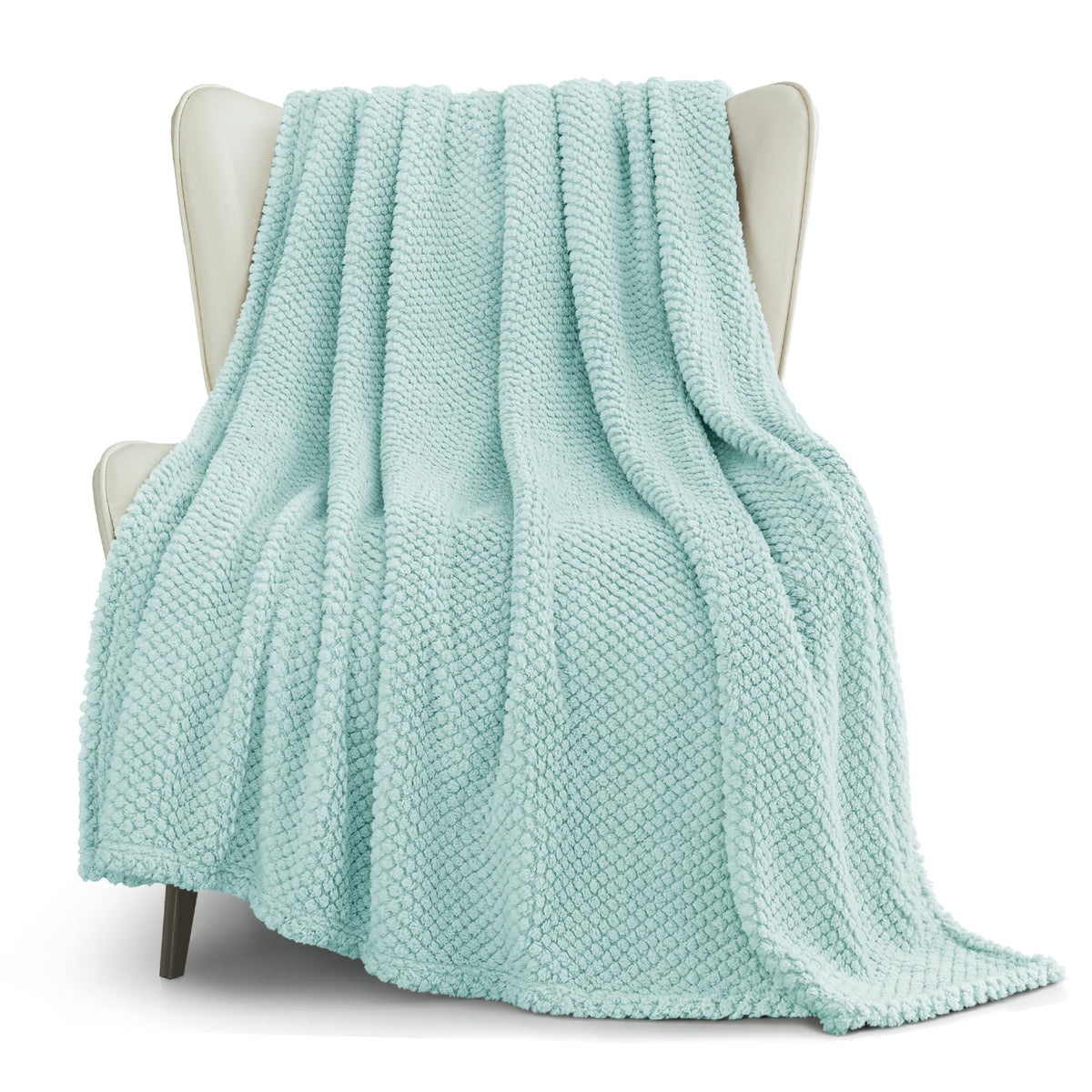 Whale Flotilla Extra Large Fuzzy Fleece Throw Blanket for Couch, 50x70 Inch Fluffy Warm Soft Jacquard Blankets for All Season, Lightweight and Cozy, Ivory