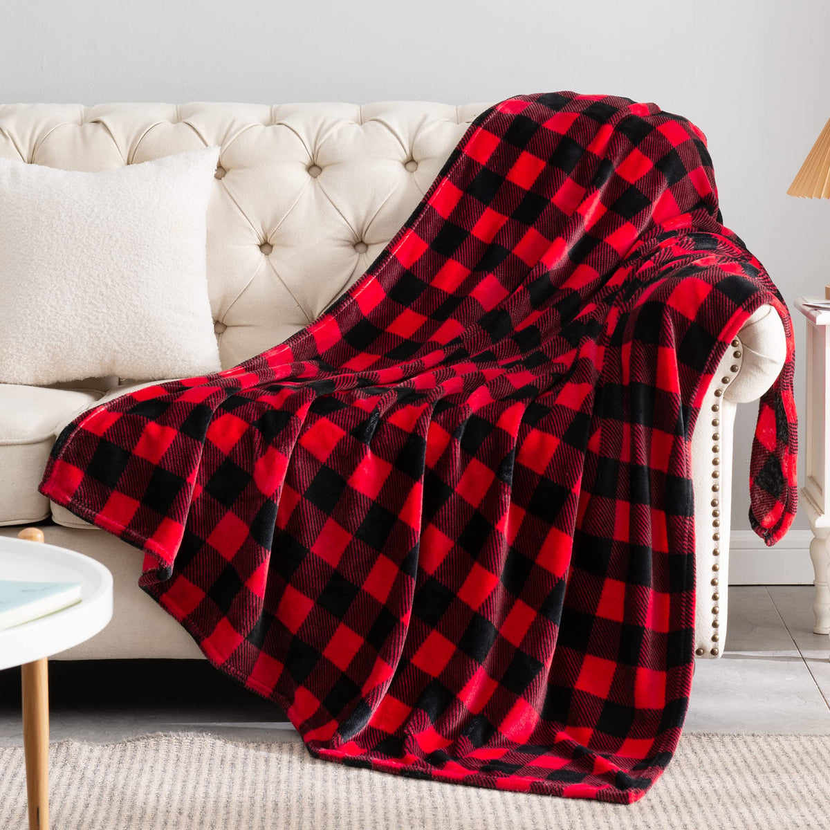 BEDELITE Buffalo Plaid Flannel Fleece Throw Blanket for Couch