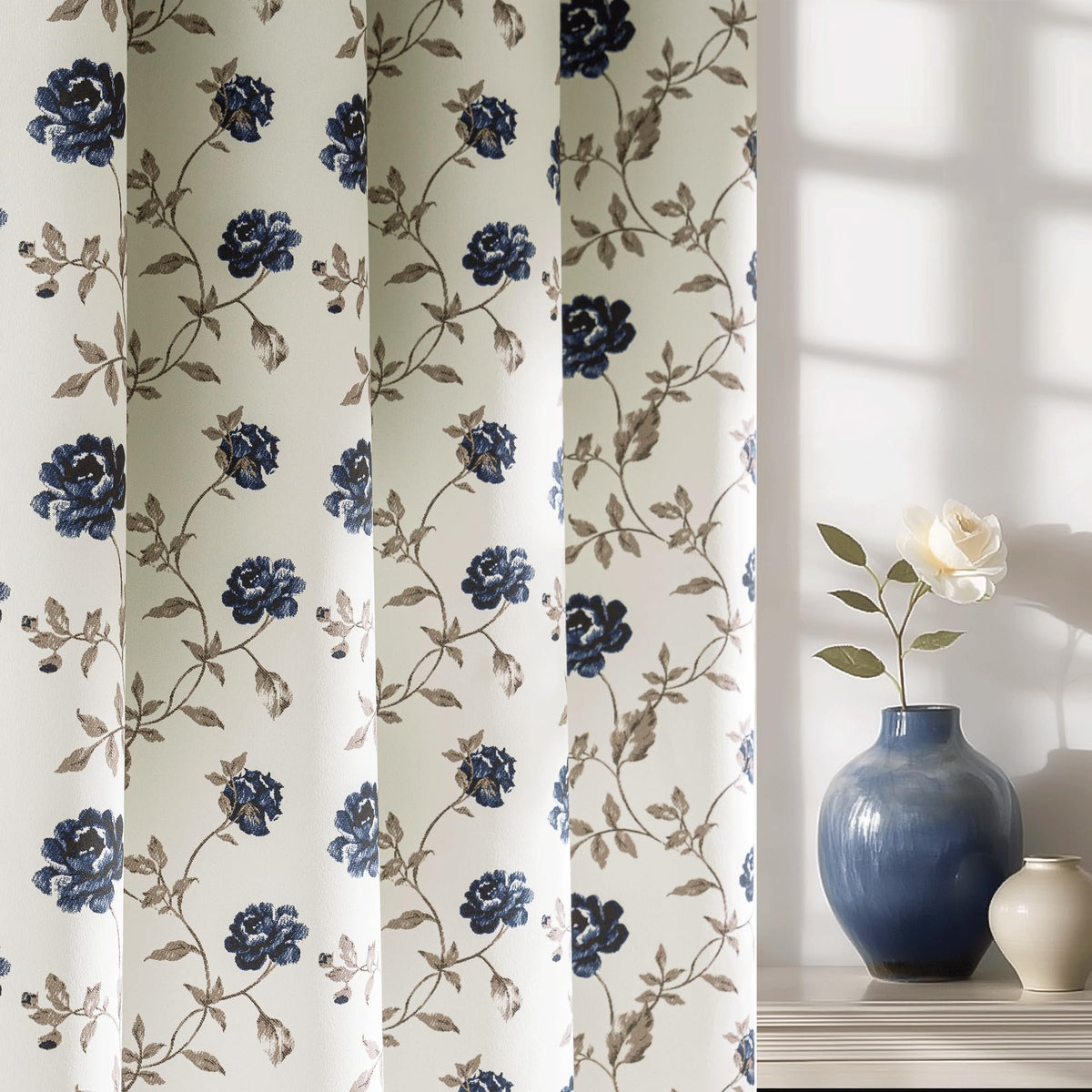 Beauoop Floral 100% Blackout Curtains for Bedroom Red Brown 52x84 2 Panels