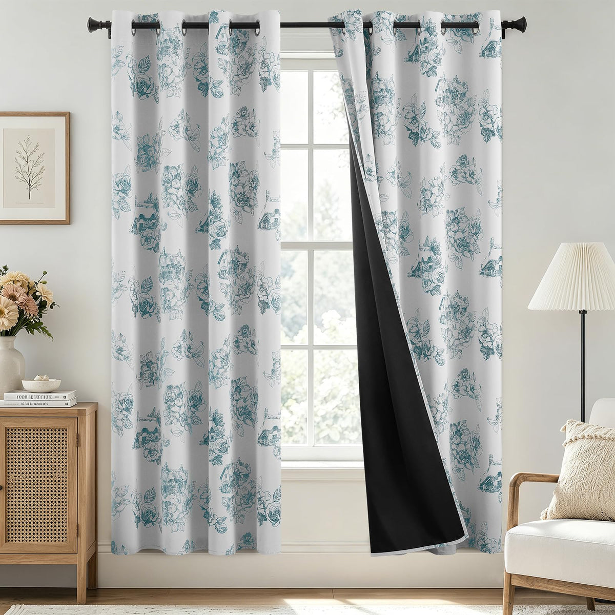 SimpleHome Cream 100% Blackout Curtains Room Darkening Living Room 84 Inch