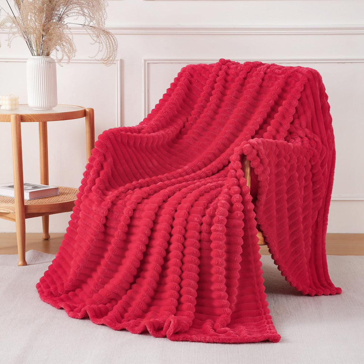 Khaki Throw Blanket for Couch Sofa 50x60 inches Striped Design