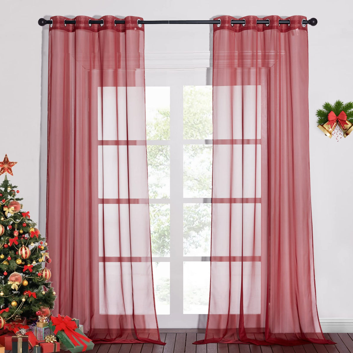 NICETOWN White Sheer Curtains & Drapes 96 inches Long for Living Room - Grommet Top Solid Lightweight & Airy Gauzy Window Treatments with Light Filtering for Bedroom, 2 Panels, W54 x L96