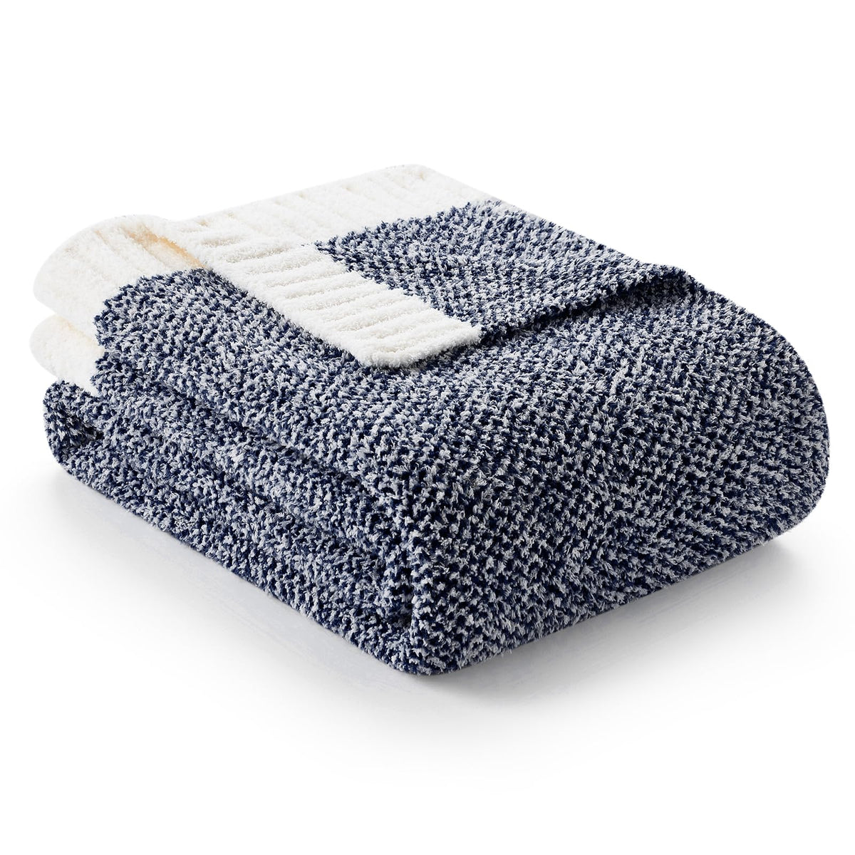Snuggle Sac Buttery Ivory Throw Blanket for Couch, Reversible Super Soft Knitted Blankets, Warm Cozy Knit Fuzzy Plush Lightweight Throws Dupes for Sofa, Bed, Picnic, Ivory, 50 x 60 inches