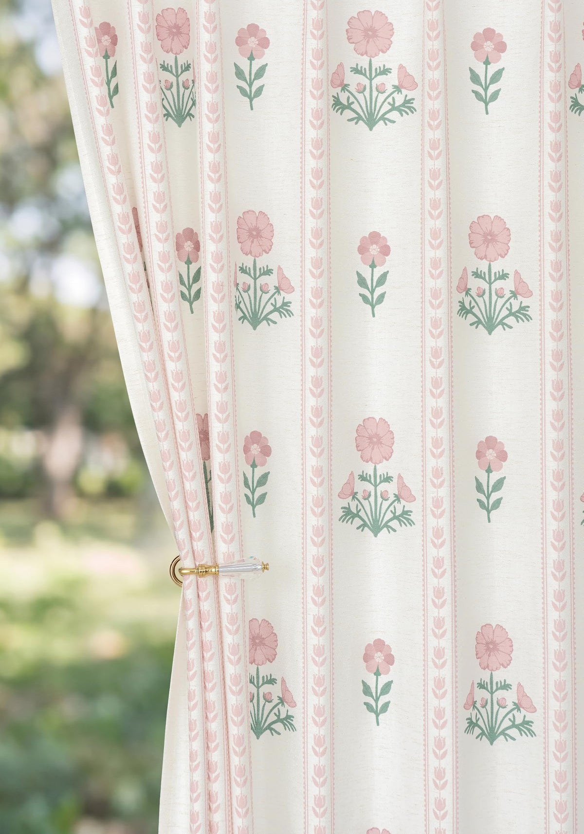 Pinch Pleated Curtains for Living Room Bedroom Dining Room - 84 Inches Light Filtering Floral Curtains Luxury Linen Drapes Farmhouse Window Curtains with Hooks - 2 Panels Set, 40" W x 84" L