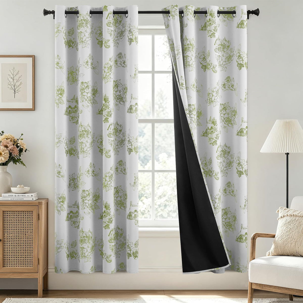 SimpleHome Cream 100% Blackout Curtains Room Darkening Living Room 84 Inch