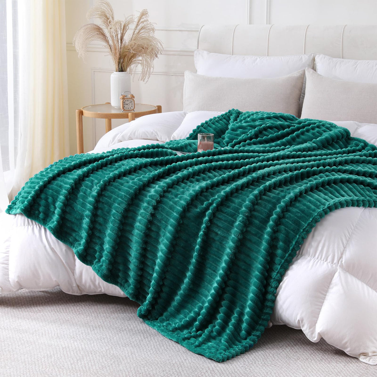 Khaki Throw Blanket for Couch Sofa 50x60 inches Striped Design