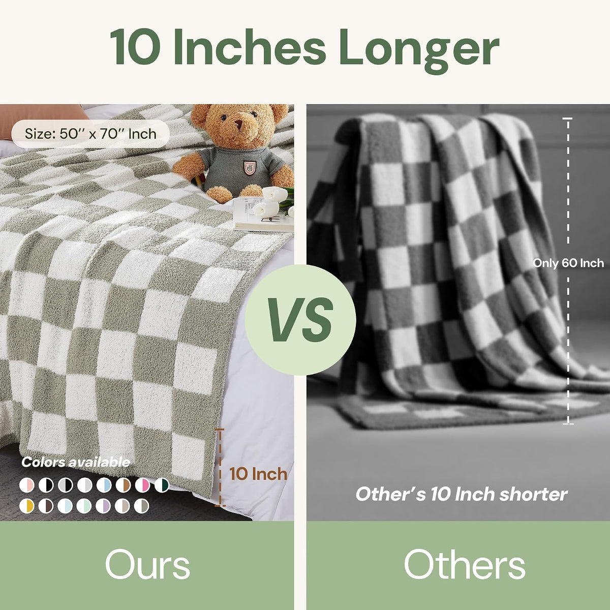 WRENSONGE Soft Checkered Throw Blanket for Couch-Cozy Warm Knitted Blankets