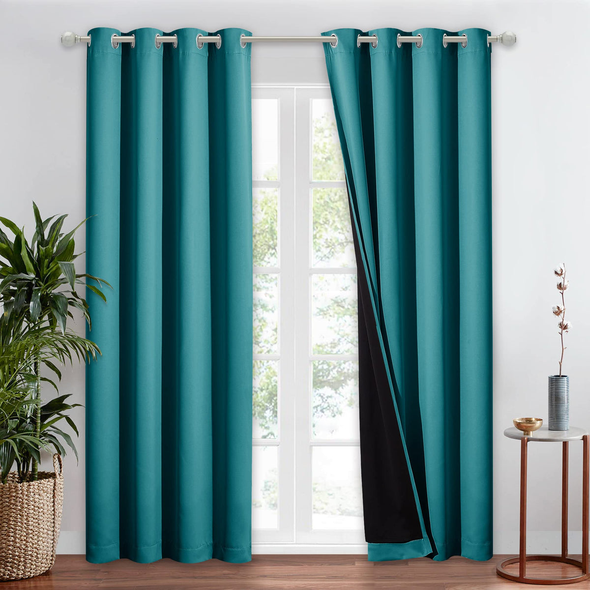 NICETOWN 100% Blackout Curtain 54 inches Long, Double-Deck Completely Blackout Window Treatment Thermal Insulated Lined Drape for Small Window (White, 1 PC, 52 inches Width Each Panel)