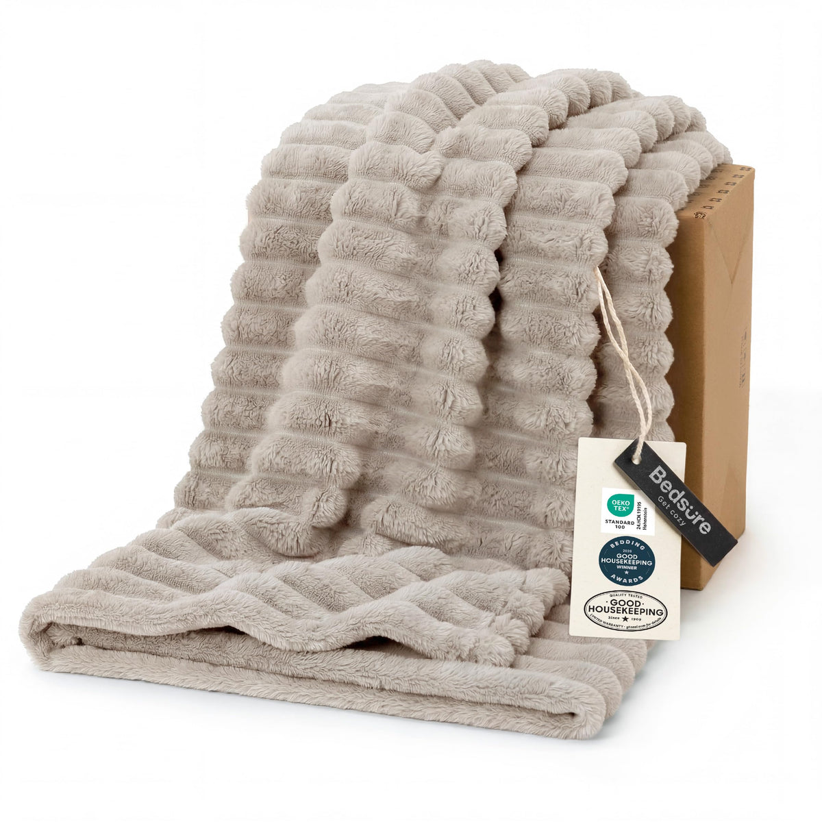 Bedsure GentleSoft White Throw Blanket for Couch - Halloween Fall Decorations for Home Living Room Decor, Cozy Fleece Fall Blanket for Sofa, Birthday Gifts for Women Mom Her, Off White, 50x60 Inches
