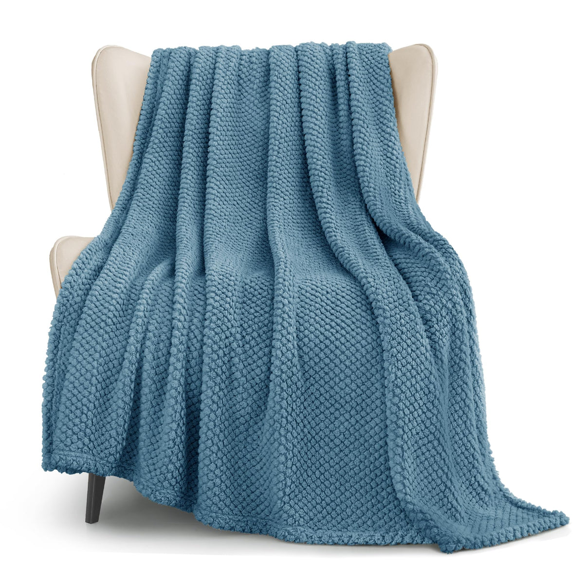 Whale Flotilla Extra Large Fuzzy Fleece Throw Blanket for Couch, 50x70 Inch Fluffy Warm Soft Jacquard Blankets for All Season, Lightweight and Cozy, Ivory